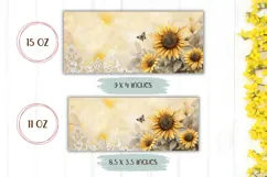 Vintage Sunflowers Mug Design, Sunflowers Sublimation Product Image 2
