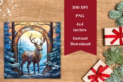 Christmas Square Coaster Designs, Christmas Deer Sublimation Product Image 2