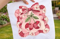 Patchwork Cherry In Coquette Frame PNG Product Image 2