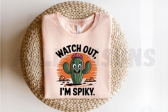 Cartoon Cactus With Spikes And Flowers In Desert Product Image 2