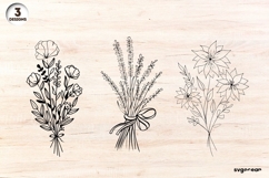 Wildflowers SVG For Engraving | Hand Drawn Flower | SVG Product Image 1