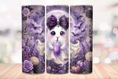 Spooky Halloween Ghost 20 OZ Skinny Tumbler Wrap Png. Product Image 2