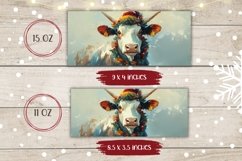 Christmas Cow Mug Wrap Design, Winter Coffee Mug Template Product Image 2