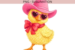 Cute Cowgirl Chick PNG | Western Baby Chicken with Pink Hat Product Image 3