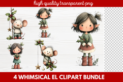 Whimsical Elf Clipart | Cute Christmas Elf PNG Illustration Product Image 1