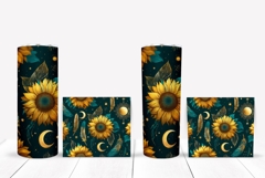 Sunflowers Tumbler Design, Floral Tumbler, Moon PNG Product Image 2