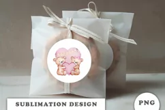 Watercolor Valentine Teddy Bears PNG Product Image 2