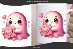 Watercolor Valentine ghost png design for T-shirts Product Image 2