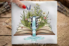 Floral Book Lover Png, Waterfall in Book Sublimation Design Product Image 1