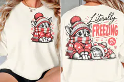 Front Back Freezing Cat Christmas PNG, Cozy Cat Front Back S Product Image 2