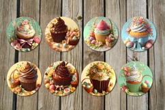 Easter cake | 8 spring Round Earring Sublimation designs Product Image 2