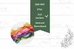 Watercolor Round Earrings PNG, Glitter Earring Sublimation Product Image 2