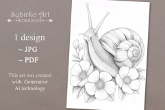 Snail coloring page for adults. Adult coloring page flowers Product Image 1