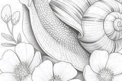 Snail coloring page for adults. Adult coloring page flowers Product Image 3