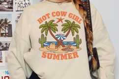 Hot Cow Girl Summer Sublimation, Retro Summer Png Product Image 3