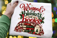 Wrapped in Blankets Lost in Books PNG, Christmas Book Lover Product Image 4