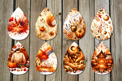 Golden Autumn | 8 fall Teardrop earring sublimation designs Product Image 2