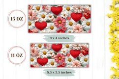 Spring Flowers Mug Wrap Sublimation, Love Hearts Mug Design Product Image 2