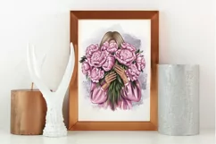Fashionable girl with flowers clipart Product Image 2