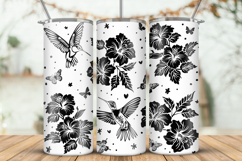 20oz Skinny Tumbler laser svg, Hummingbirds and Hibiscus Product Image 2