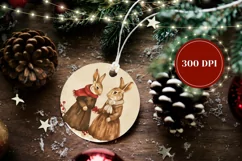 Cartoon Animals Ornament PNG, Vintage Winter Round Ornament Product Image 2