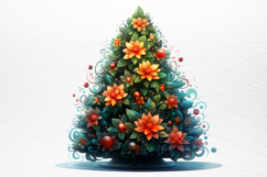 Vintage Floral Christmas Clipart PNG Product Image 2