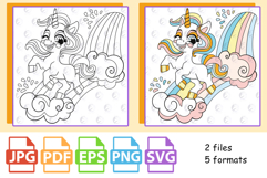 Cute Unicorn coloring page for kids Product Image 2