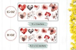 Love Hearts Mug Design, Watercolor Flowers Mug Sublimation Product Image 2