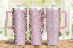 40oz Tumbler laser svg, Vintage flowers pattern wrap Product Image 2