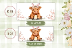 Cartoon Easter Cow Mug Wrap, Highland Cow Mug Design Product Image 2