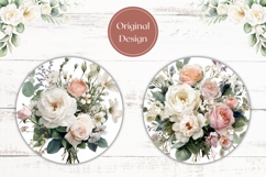 Floral Car Coasters, Watercolor Roses Coaster Sublimation Product Image 2