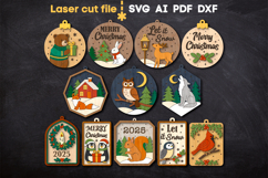 Christmas Ornaments Bundle SVG laser cut files for Glowforge Product Image 2