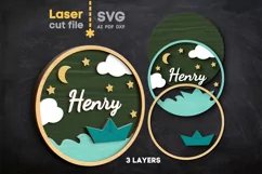 Paper Boat Baby Name Sign SVG laser cut file for Glowforge Product Image 2