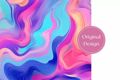 Fluid Art Tumbler Wrap Design, Colorful Tumbler Design PNG Product Image 2