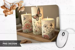 Butterfly and Floral Candle Designs Mouse Pad PNG Design Product Image 1