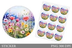 Wildflowers Sticker Template. Flowers Sticker Design Product Image 1