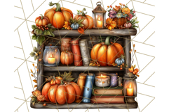 Autumn Library Clipart PNG, Cozy Fall Book Art Product Image 2