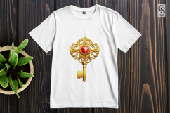 Golden Heart Key Clipart Sublimation PNG Product Image 2