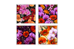 Orchid &amp; Poppy Flower Digital Paper | Flower Pattern Product Image 2
