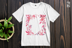 Pink Floral Leaf Square Frame Clipart Sublimation PNG Product Image 2