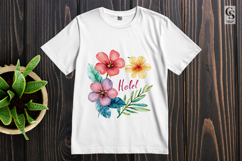 Cute Hibiscus Daisy Watercolor Floral Clipart PNG Product Image 2