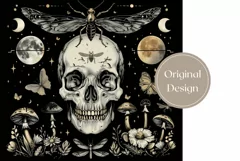 Gothic Tumbler Wrap Design, Vintage Skull Tumbler Design Product Image 2