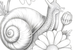 Snail coloring page for adults. Adult coloring page flowers Product Image 3