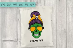 Halloween svg, Mom life svg, Momster svg, Mom Messy Bun svg Product Image 3
