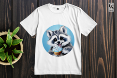 Cute Raccoon Cupcake Winter Clipart Sublimation PNG Product Image 2