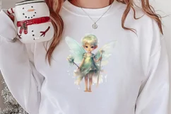 Pink Christmas Fairy Clipart Sublimation, Fairy Christmas Product Image 2