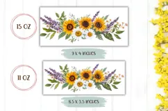 Watercolor Flowers Mug Sublimation, Cartoon Flowers PNG Product Image 2