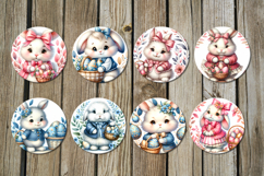 Easter rabbit | 8 spring Round Earring Sublimation designs Product Image 2