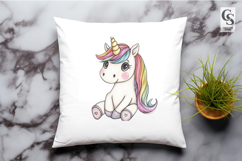 Cute Watercolor Baby Unicorn Clipart Sublimation PNG Product Image 2