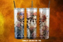 Skeleton Couple Tumbler Wrap Sublimation Designs|Halloween Product Image 2